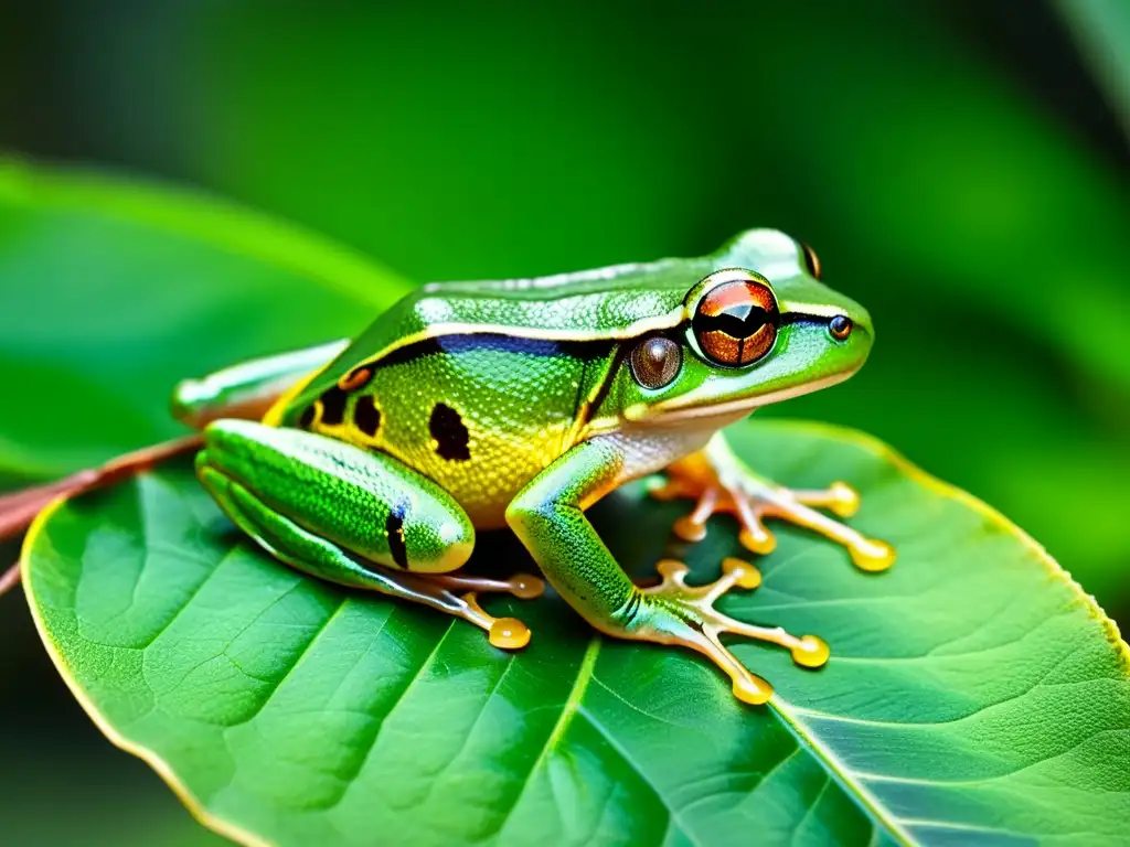 Un ágil y colorido árbol de la rana en su hábitat natural en la selva tropical