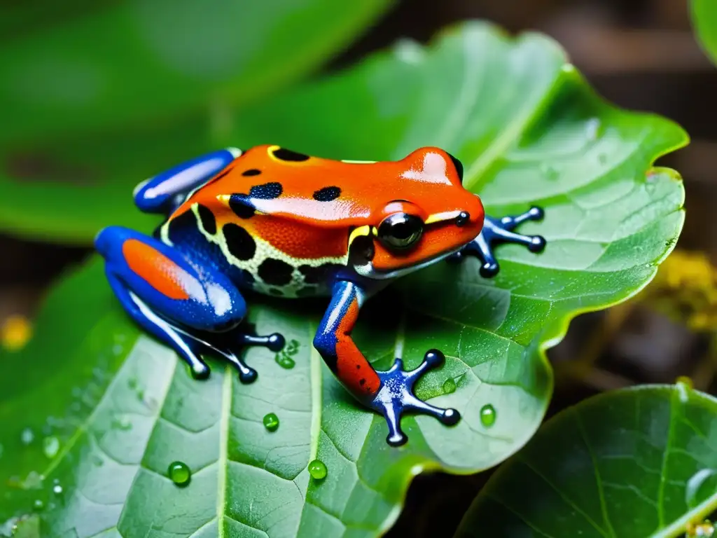 Un anfibio venenoso cuidado en cautividad: una rana dardo venenosa de vivos colores posada en musgo, exudando belleza y peligro