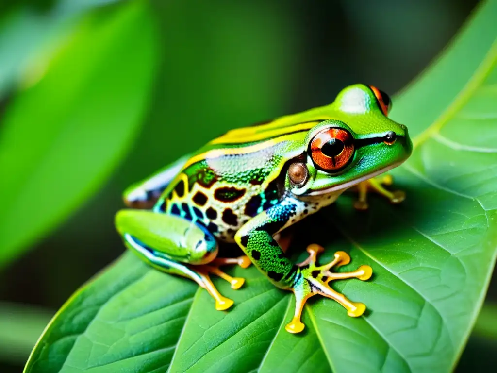 Rana de árbol vibrante en selva tropical Un asombroso árbol de vida: una rana verde en la selva tropical