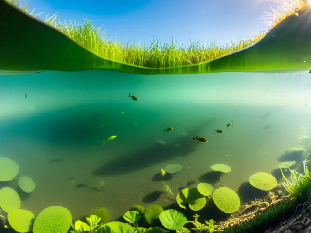 Maravillosa vida: Tadpoles en el estanque Un asombroso ciclo de vida renacuajo anfibio en un estanque lleno de detalles, luz y vida