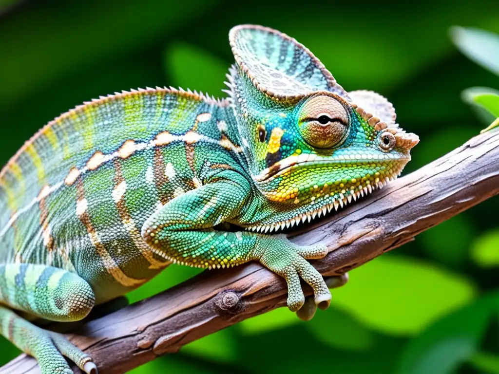 Un camaleón camuflado en su hábitat natural utilizando técnicas avanzadas de seguimiento