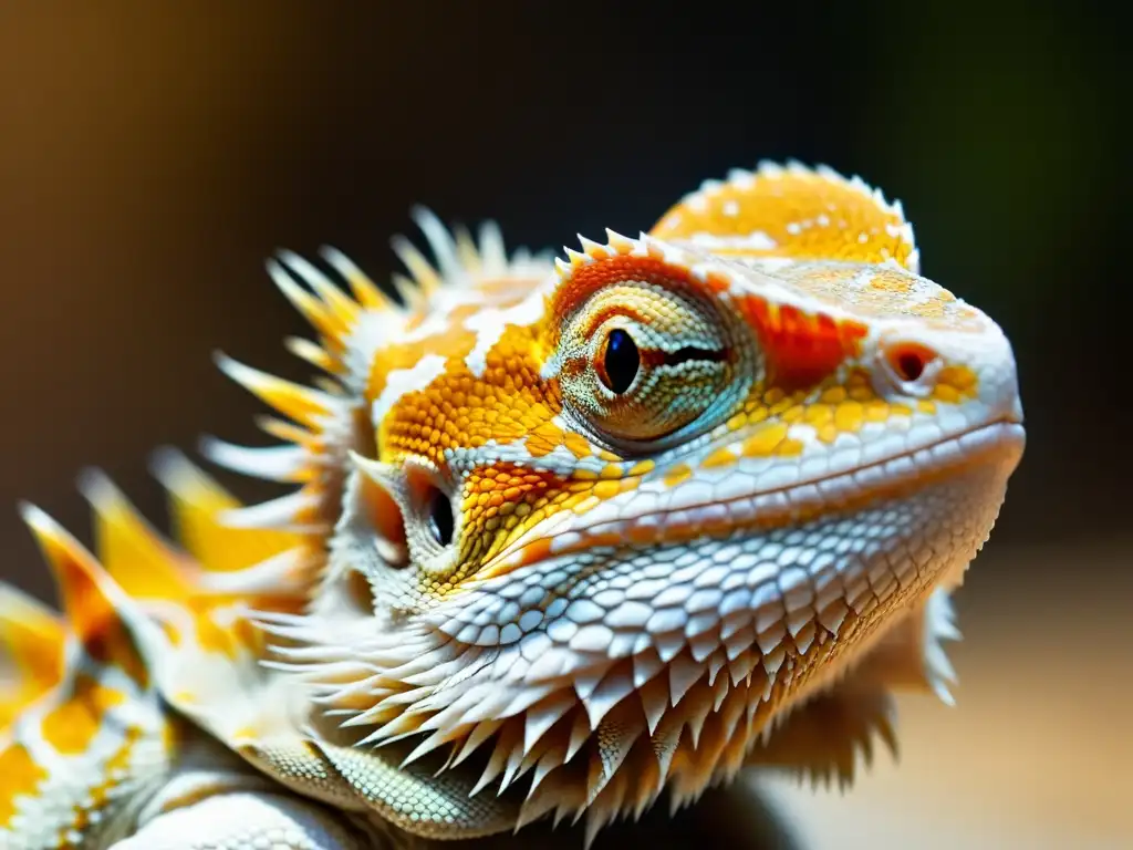 'Consejos cría dragones barbudos: Detalle asombroso de un dragón barbudo mudando su piel bajo la luz del sol, revelando sus patrones y colores