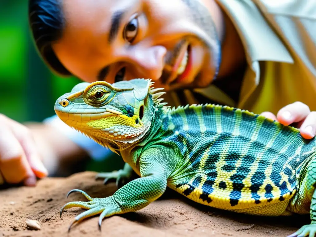 Cuidados especiales para reptiles con discapacidades: un reptil con apoyo emocional y social, resaltando la importancia de la empatía y el cuidado