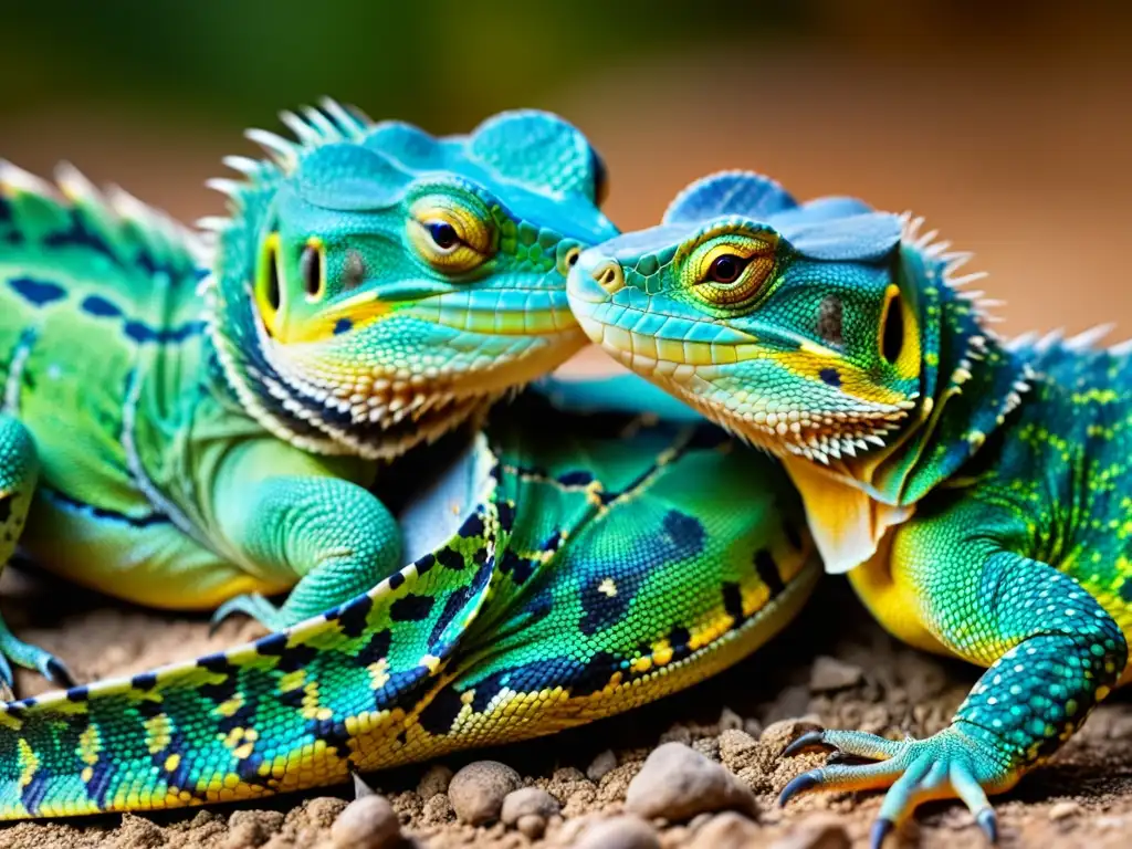 Danza nupcial de reptiles: detalle y color en un ritual de apareamiento fascinante