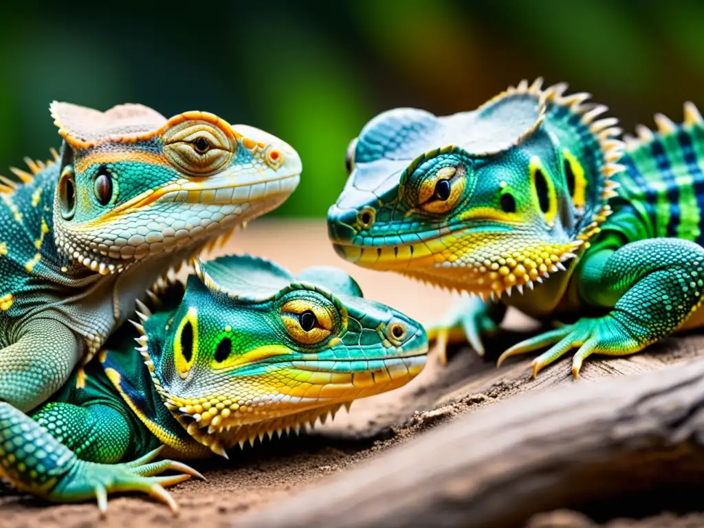 Danza nupcial de reptiles: dos reptiles cautivan con sus patrones y colores en un baile impresionante en su entorno natural