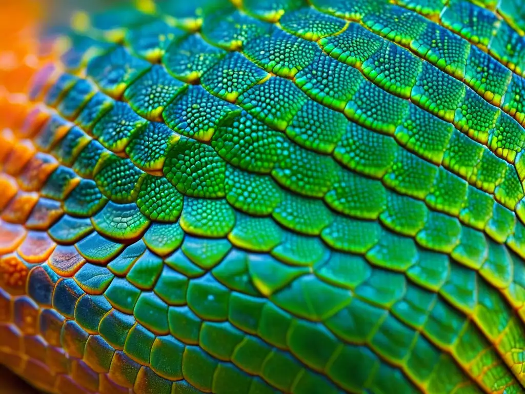 Dermatitis infecciosa en reptiles: Detalle impresionante de las escamas con colores vibrantes y signos de inflamación y descamación