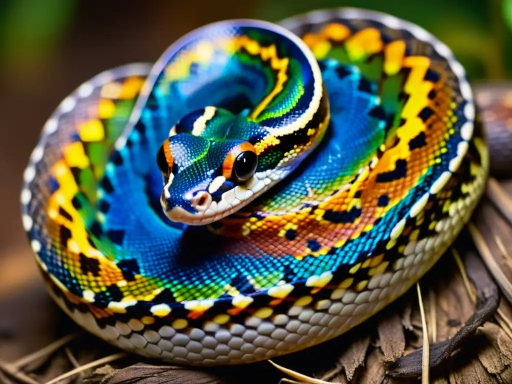 Las deslumbrantes escamas de una boa arcoíris revelan la herencia genética de colores reptiles en un fascinante espectáculo visual