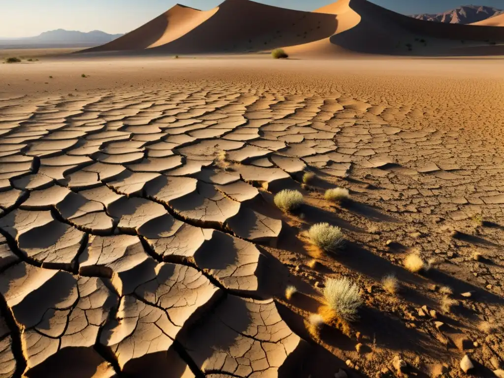 Desolado desierto reseco, reptil busca alimento bajo sol implacable