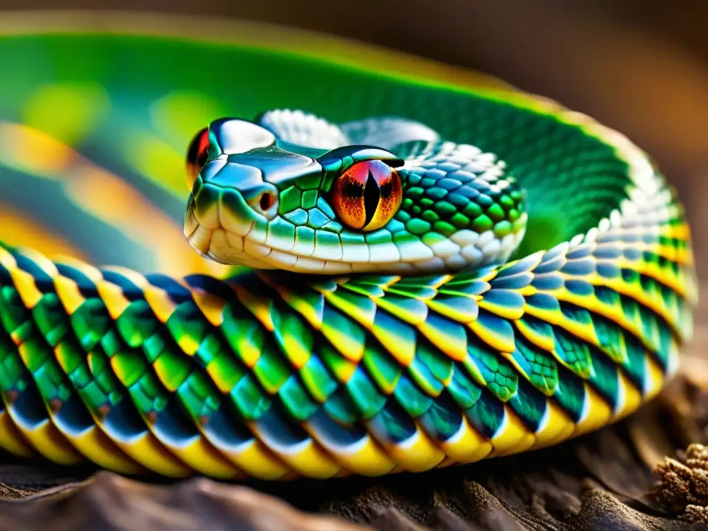 Detallada fotografía de las escamas de una serpiente, revelando sus patrones y texturas en alta resolución