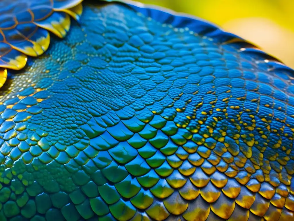 Detallada imagen de las escamas de un reptil silvestre en un arroyo cristalino, resaltando sus patrones y texturas en colores vivos