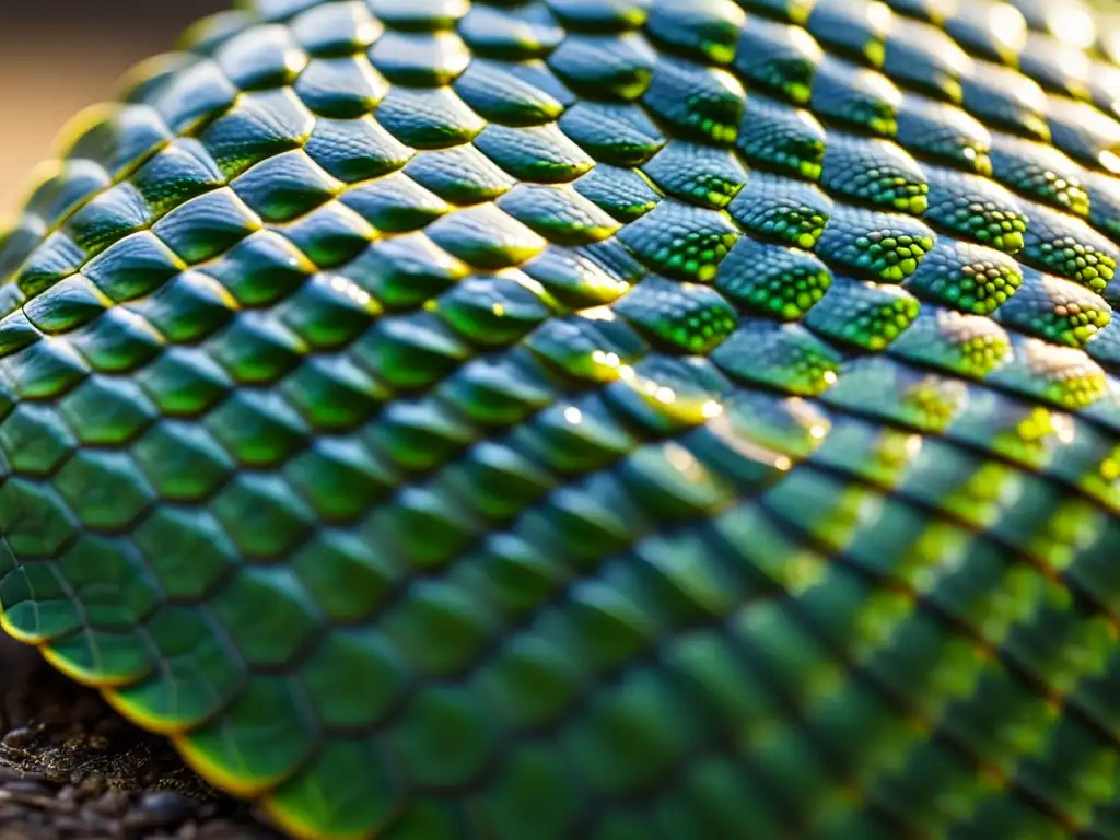 Detallada imagen de las escamas saludables de un reptil doméstico, con luz natural resaltando los patrones