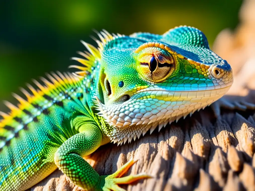 Detallada imagen de lagarto tomando sol, mostrando estrategias de termorregulación para sobrevivencia en su hábitat natural