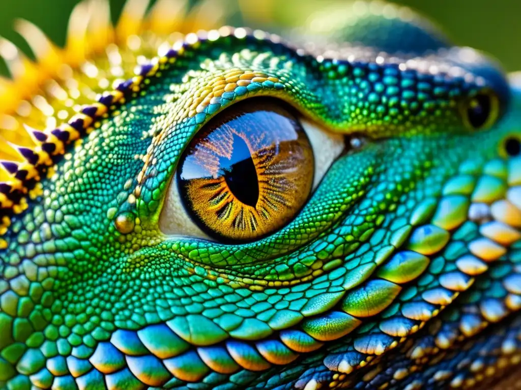 Detallada imagen del ojo de un lagarto, con patrones y texturas únicos