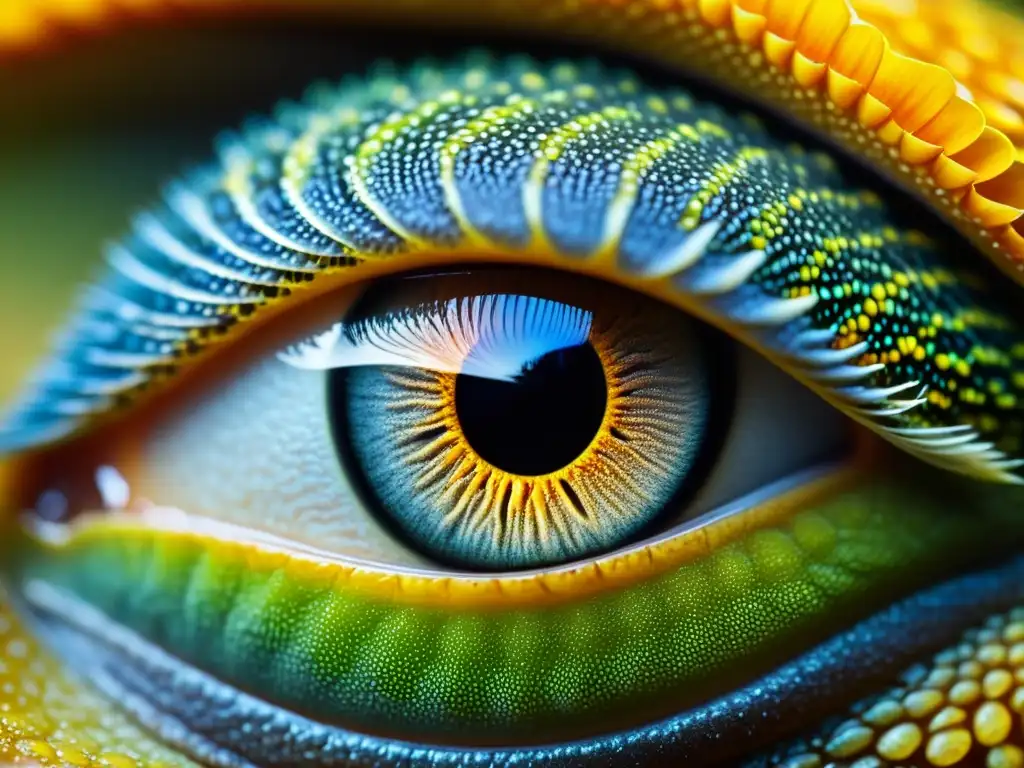 Detallada imagen del ojo de un gecko, resaltando la textura y color