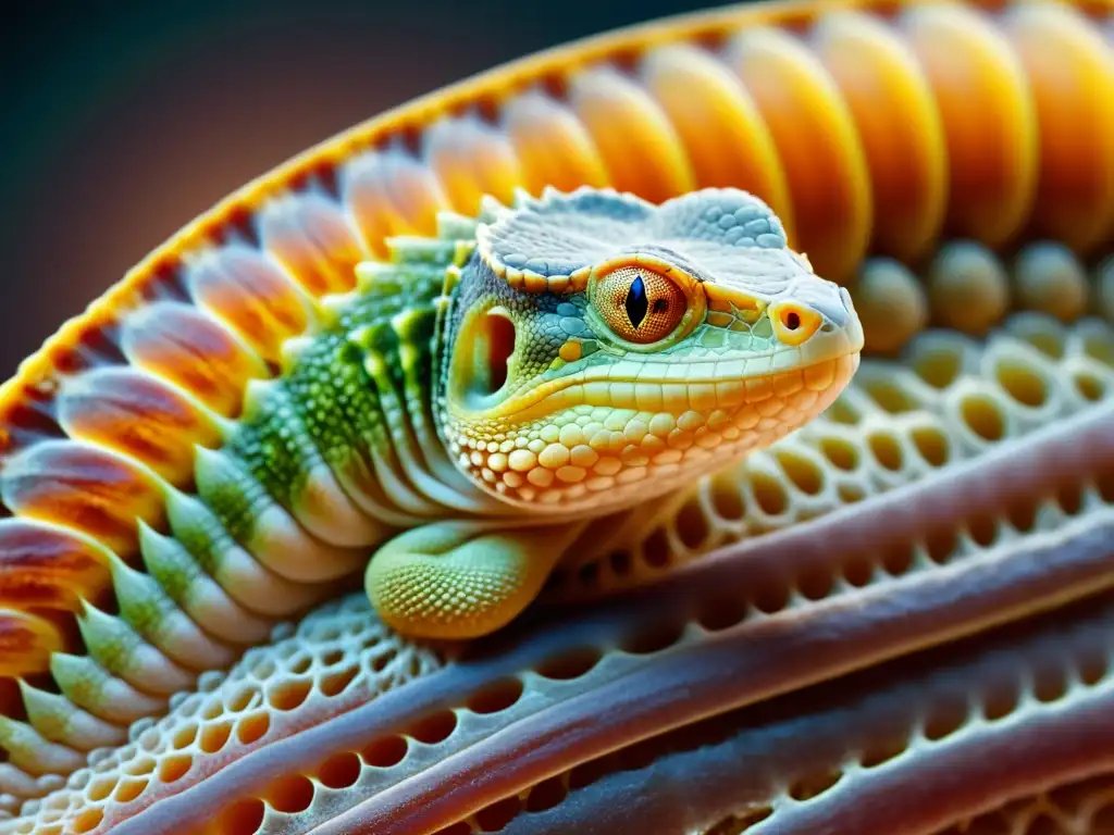 Detallada imagen de parásitos internos en el tracto intestinal de un reptil