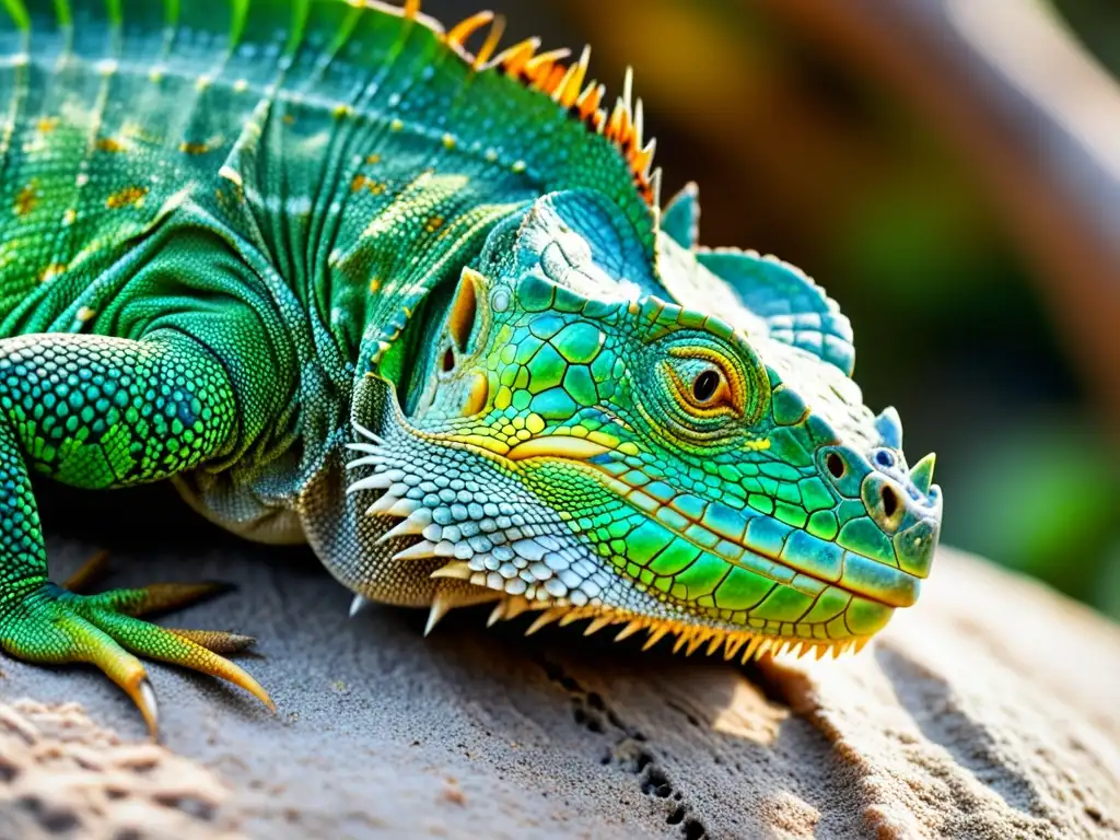 Detallada imagen de una pata de iguana herida, mostrando el proceso de curación y las texturas, colores y patrones de las escamas