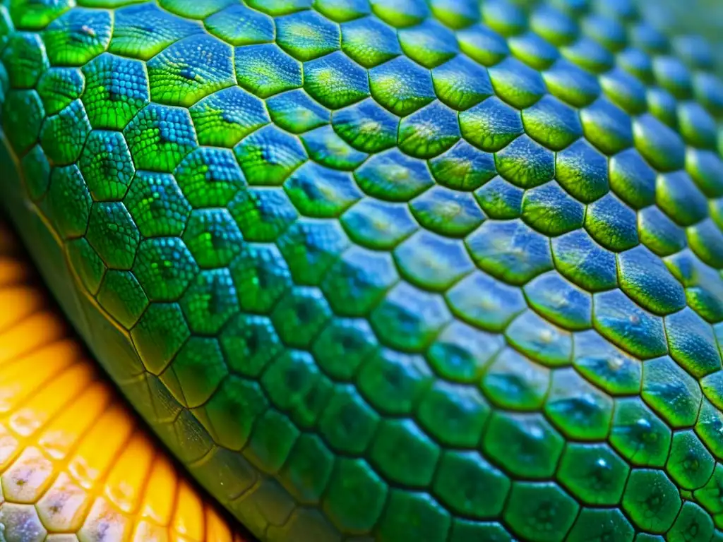 Detallada imagen de la piel de reptil con signos de exposición química, destacando los riesgos de productos químicos en reptiles