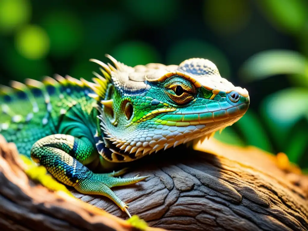 Detallada imagen de hábitat de reptil cuidado, con elementos naturales y reptil sano en un cálido entorno