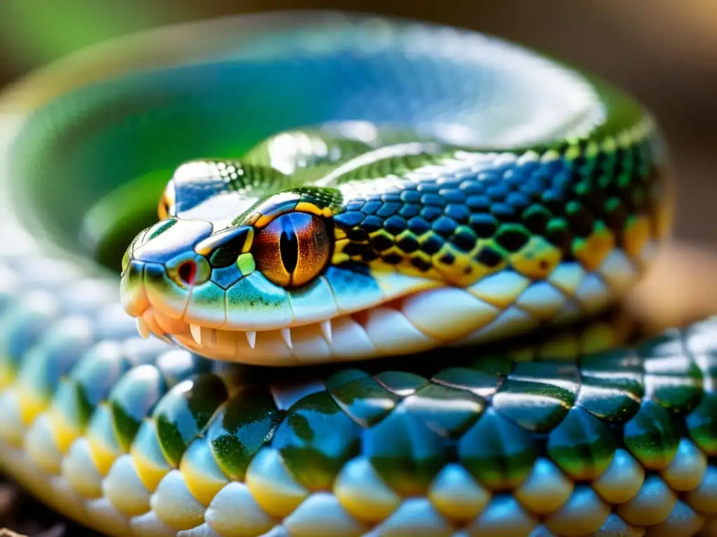 Detallada imagen de una serpiente sacando la lengua para oler, resaltando su avanzado sistema olfativo reptil en acción