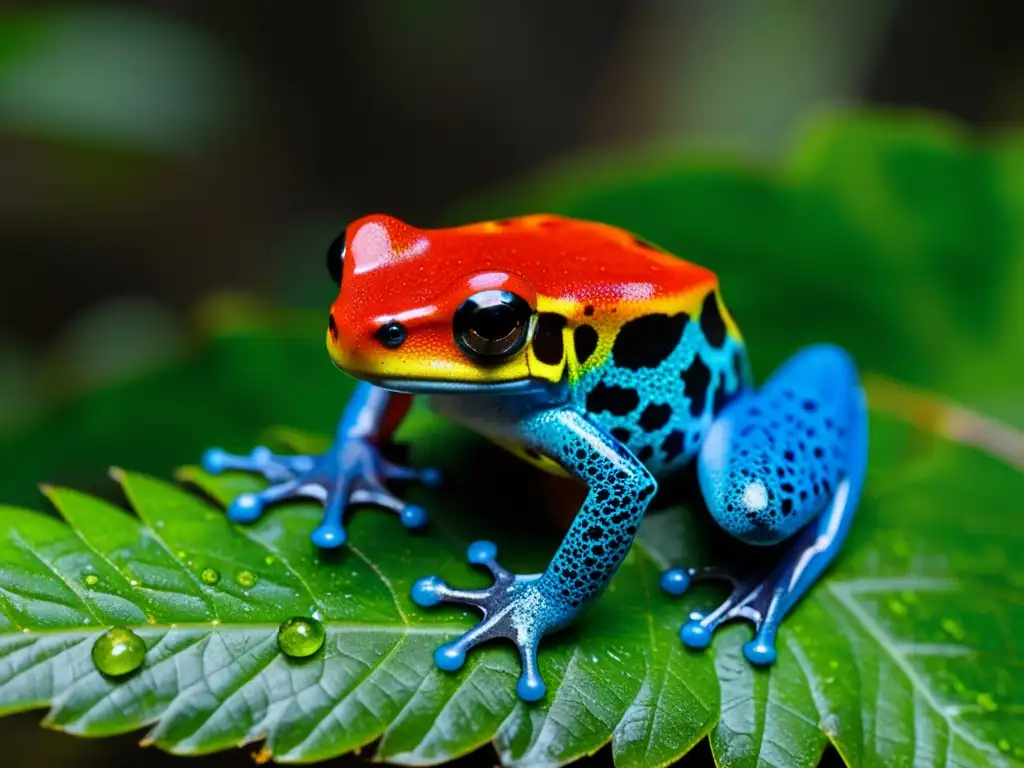 Detallada imagen de una vibrante rana venenosa en su hábitat natural