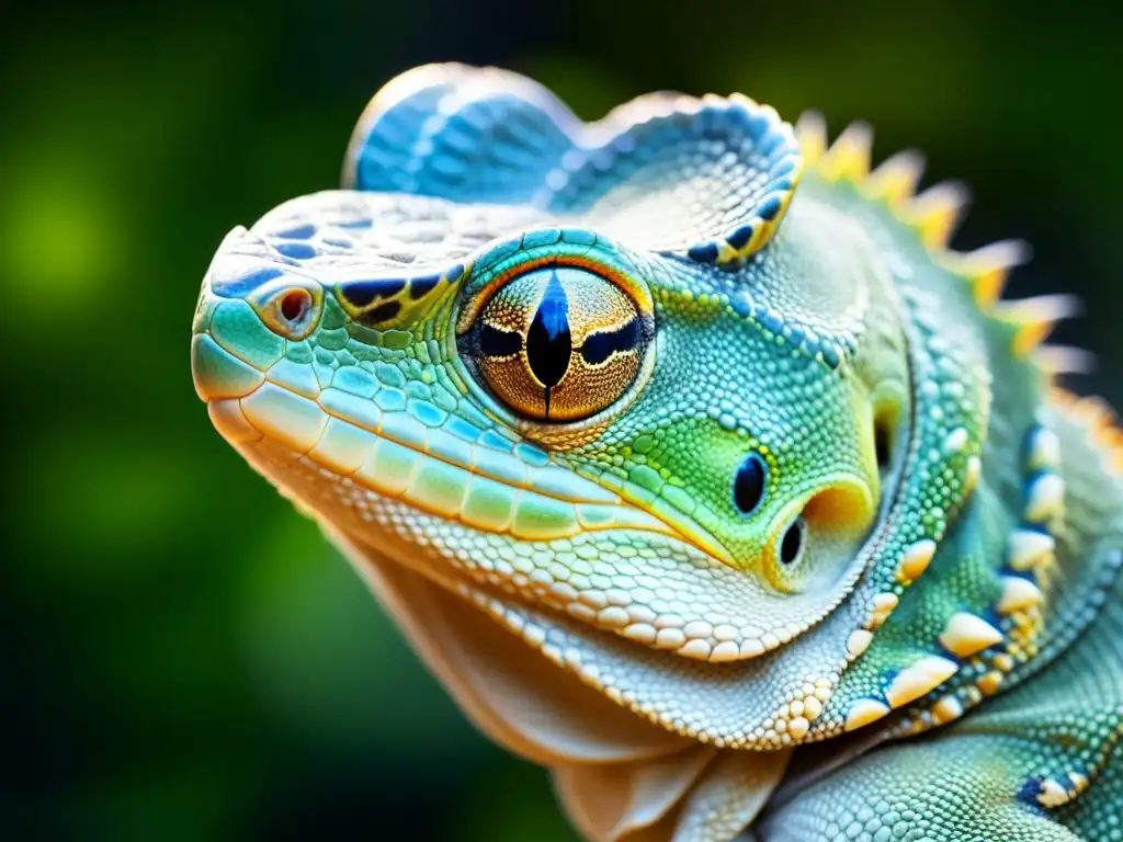 Fotografía detallada de la piel de un reptil, destacando patrones, texturas y glándulas de feromonas