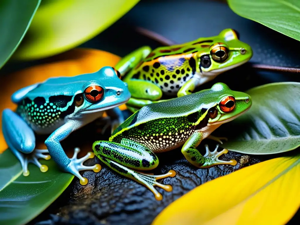 Detalle de adaptaciones sensoriales en la piel de anfibios en su hábitat natural, evocando descubrimiento científico