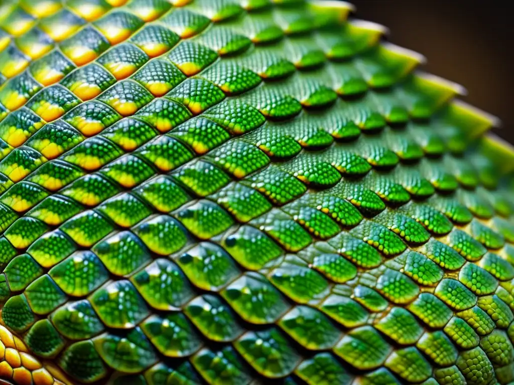 Detalle asombroso de las escamas de un reptil, resaltando la necesidad de tratamientos para parásitos externos reptiles