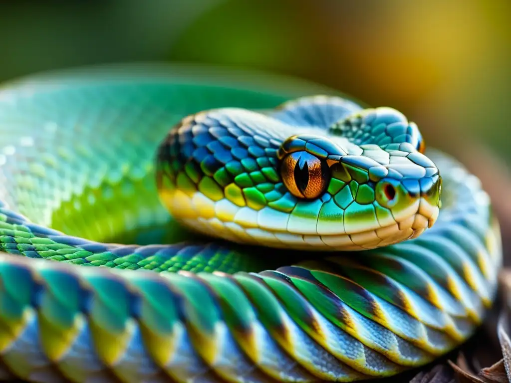 Detalle asombroso de las escamas de serpiente en 8k, resaltando la belleza genética