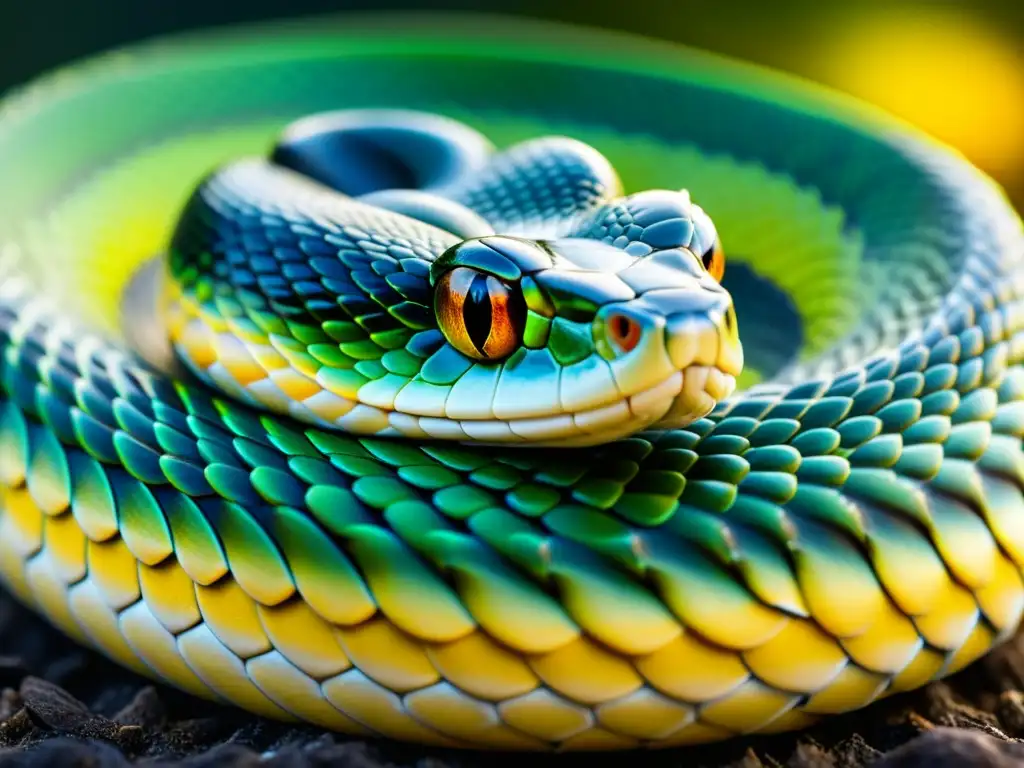 Detalle asombroso de las escamas de serpiente en 8K, resaltando la belleza natural