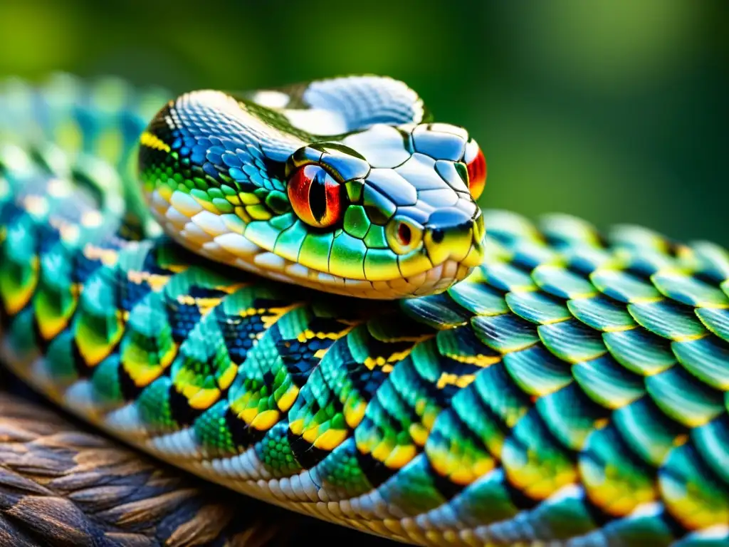 Detalle asombroso de las escamas de una serpiente