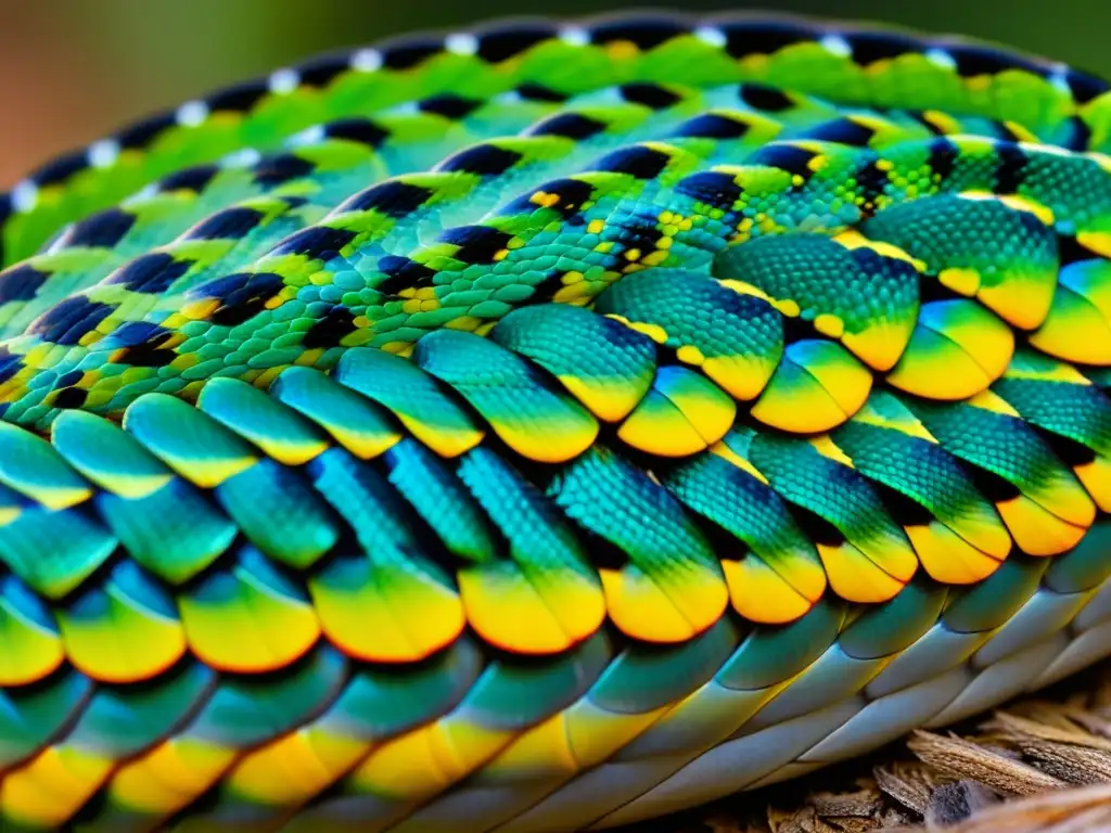 Detalle asombroso del patrón de escamas de serpiente, revelando su belleza y precisión para la identificación de especies