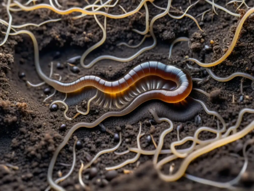 Detalle asombroso: la importancia de los reptiles fosoriales para la salud del suelo, capturada en la imagen de un gusano de tierra en movimiento