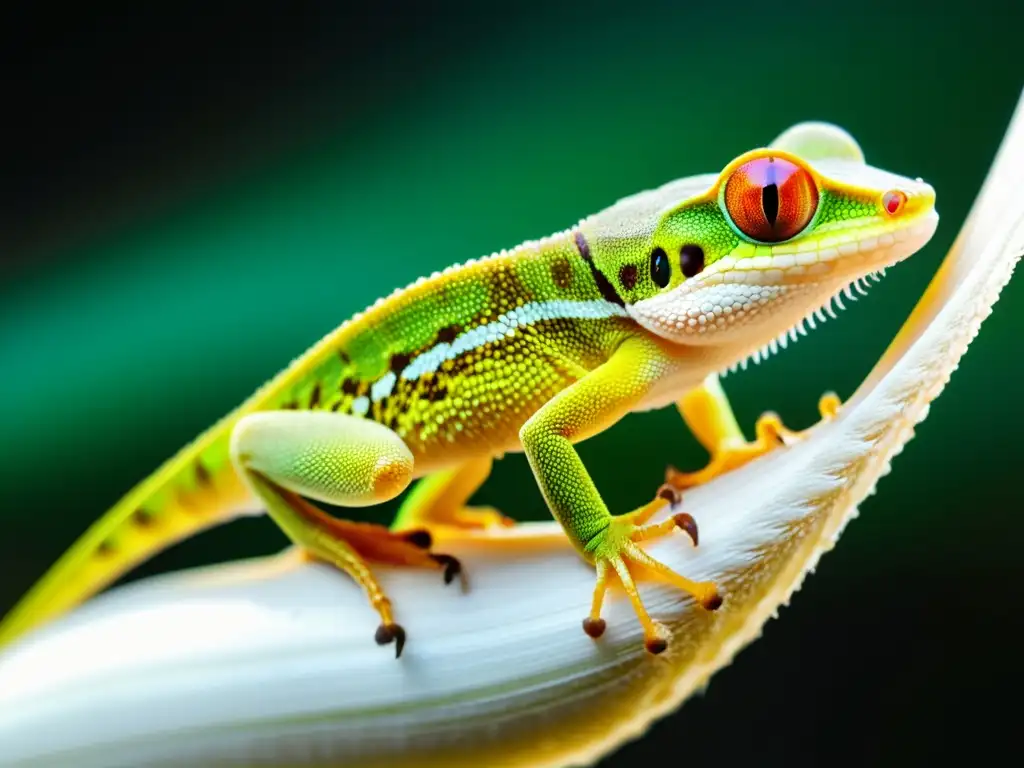 Detalle asombroso de la lengua de un gecko capturando un grillo en el aire, destacando sus hábitos alimenticios geckos cuidados