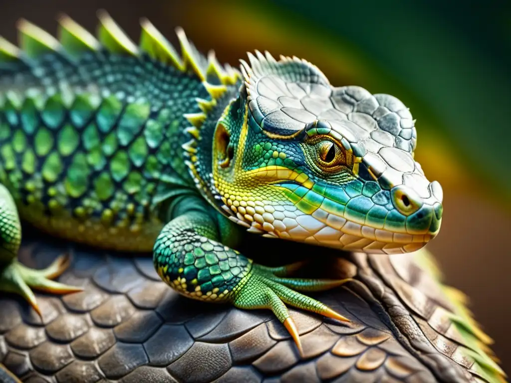 Textura detallada de piel reptiliana: patrón intrincado y tonos terrosos Detalle asombroso de la textura de la piel de un reptil, con tonos terrosos y destellos iridiscentes