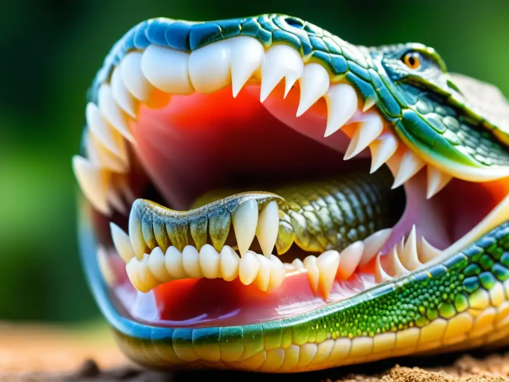 Detalle de la boca de un reptil con objeto extraño entre los dientes, resalta la importancia de la extracción cuerpos extraños reptiles