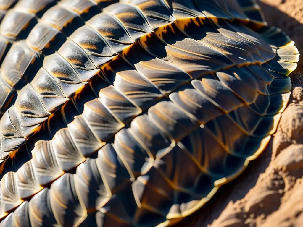 Detalle del caparazón de una tortuga del desierto, con textura y patrón intrincados