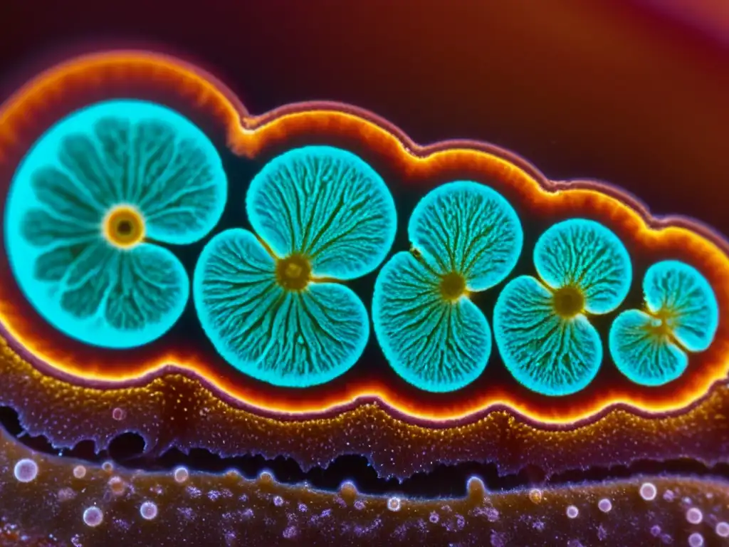 Detalle colorido y vívido de un portaobjetos de microscopio que muestra los parásitos responsables de la meningoencefalitis parasitaria en un camaleón