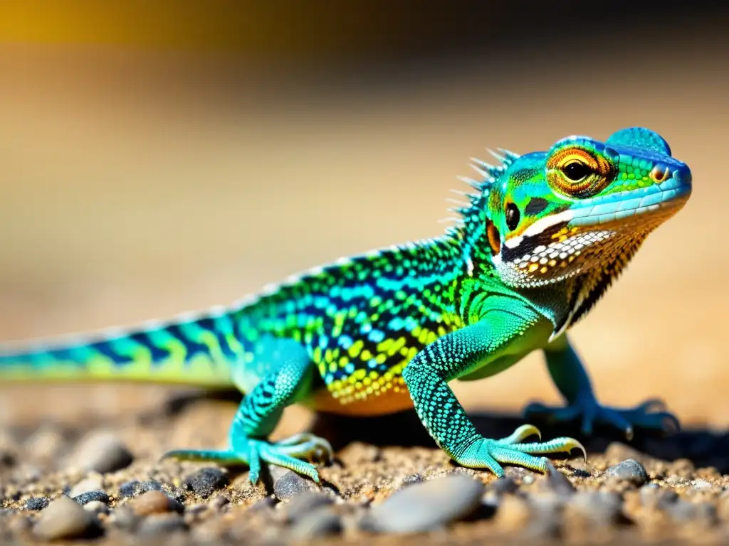 Detalle de las escamas en las patas de un lagarto corriendo, mostrando la biomecánica de la carrera en lagartos