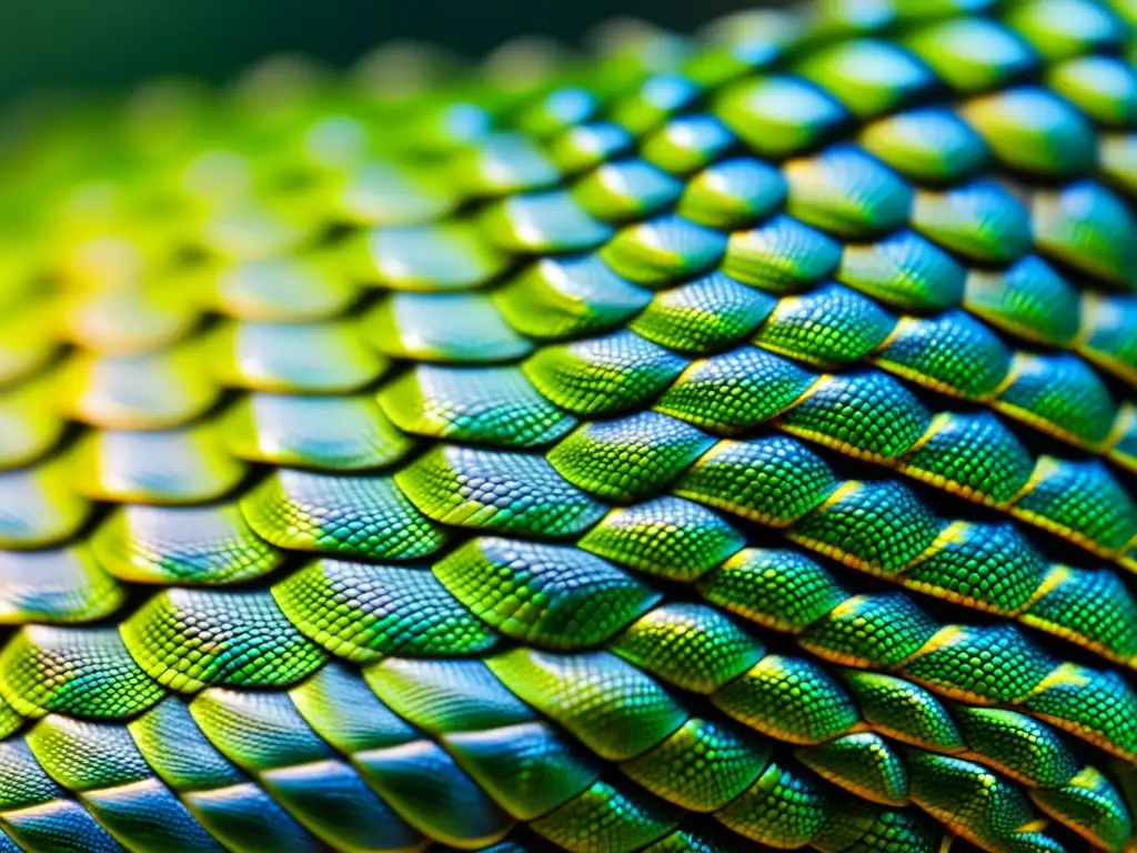 Detalle de las escamas de un reptil, con patrones e texturas únicas