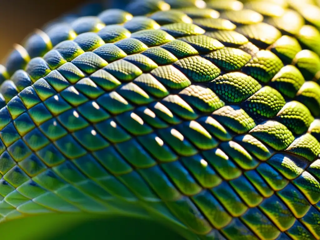 Detalle de las escamas de un reptil al sol, resaltando su textura única