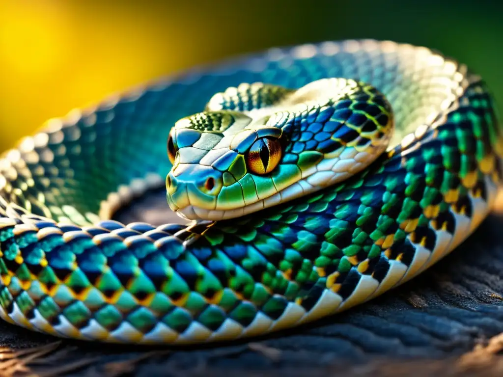 Detalle de las escamas de una serpiente, mostrando la belleza de su sistema de comunicación táctil en reptiles