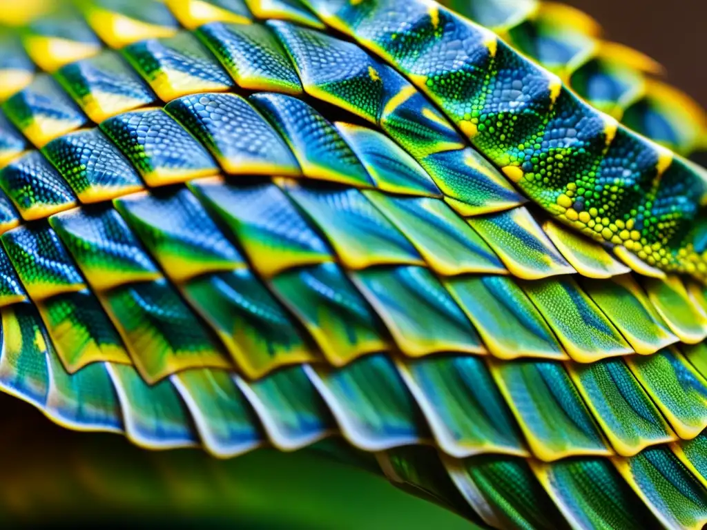 Detalle fascinante de las escamas de un reptil, mostrando patrones e texturas