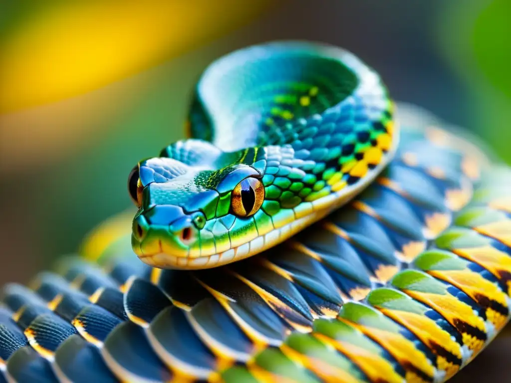 Detalle fascinante de las escamas de una serpiente, resaltando las texturas y patrones