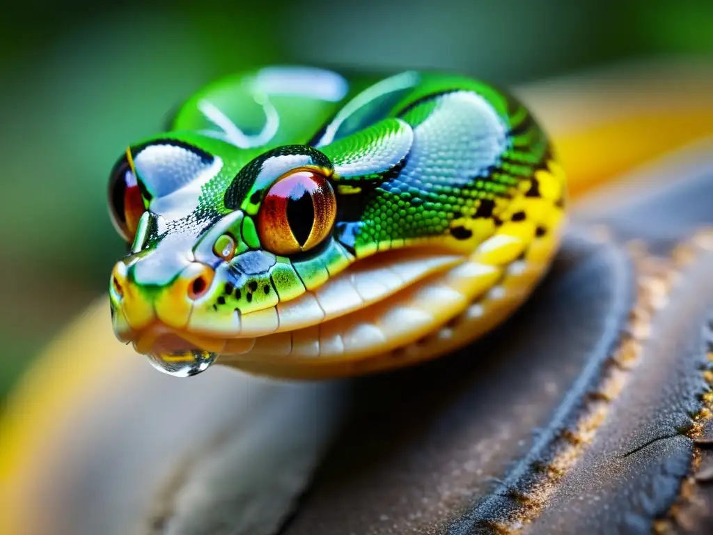 Detalle fascinante de una lengua bífida de serpiente en acción, resaltando su extraordinaria función olfativa