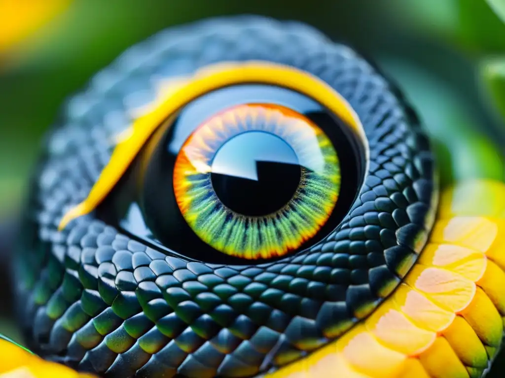 Detalle hipnótico del ojo de una serpiente con visión ultravioleta en reptiles