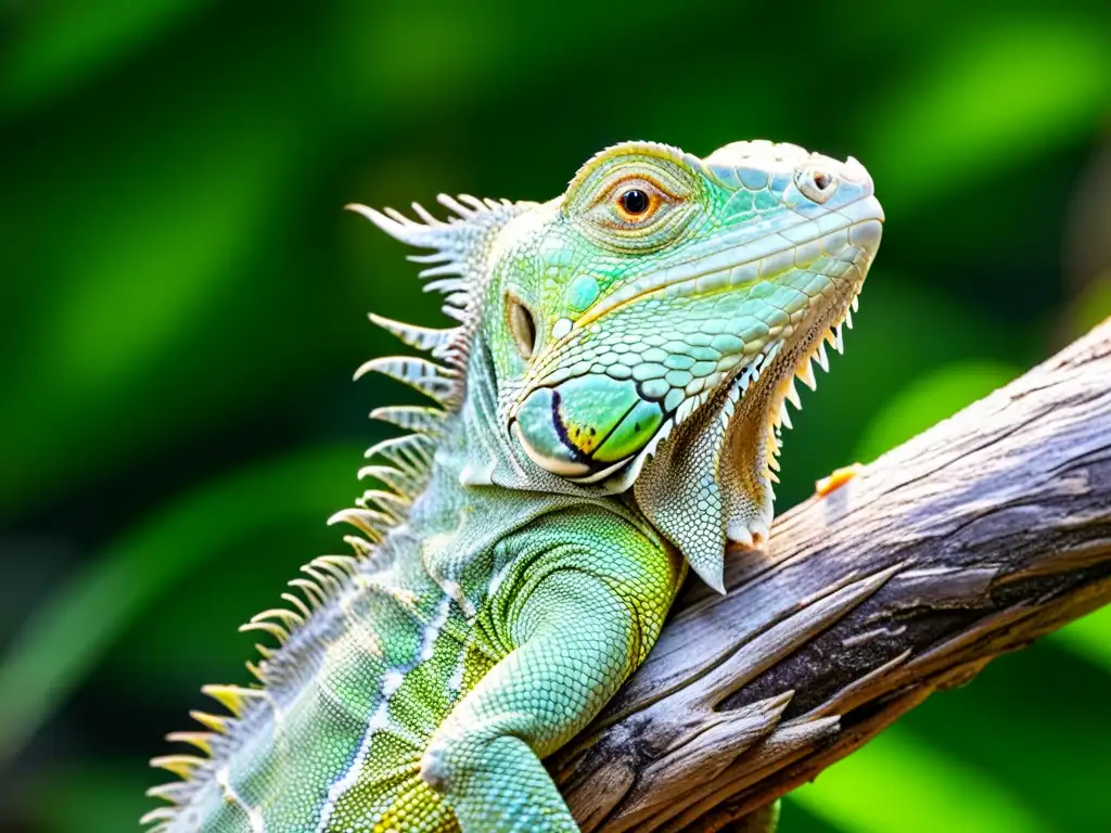 Detalle de una iguana verde en su hábitat natural, resaltando la importancia de reptiles en la biodiversidad