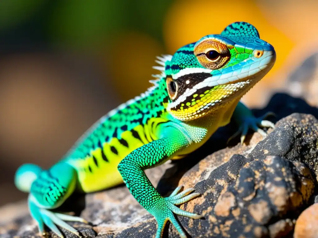 Detalle impactante de un lagarto en peligro, camuflado en su hábitat natural