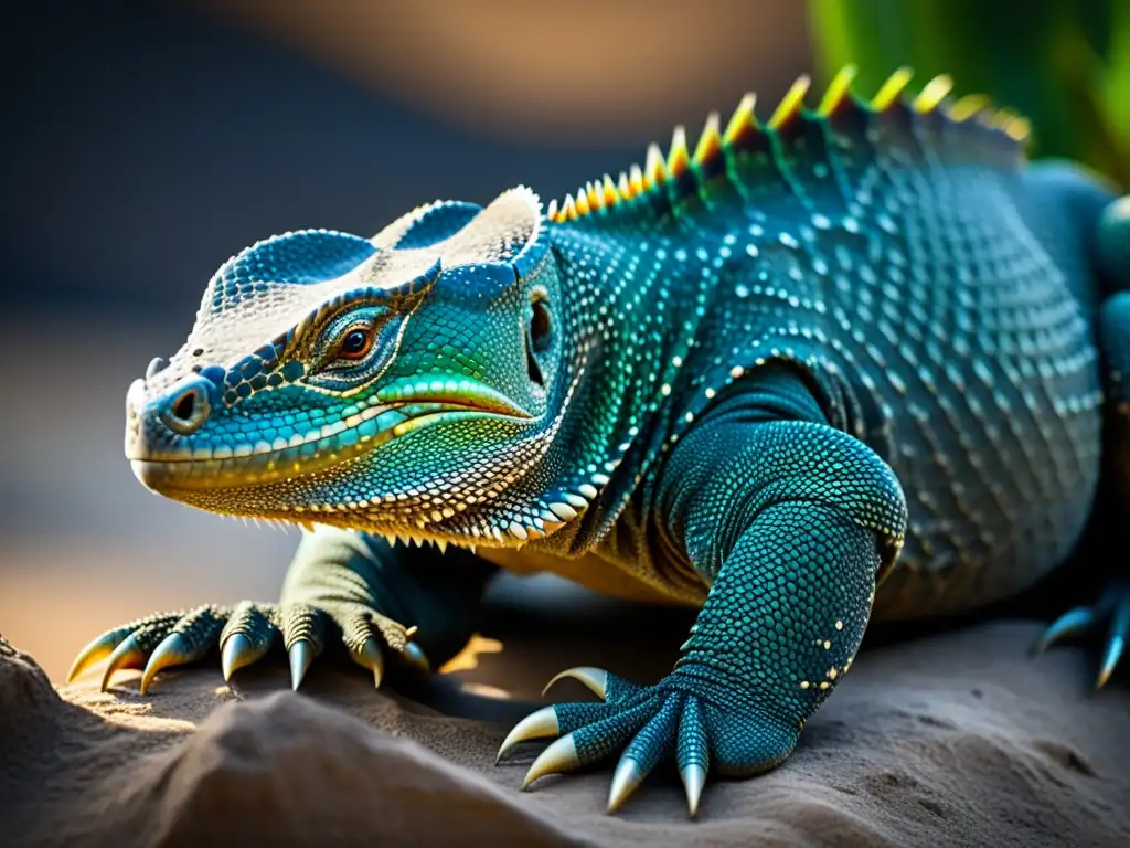 Detalle impresionante de las escamas de un dragón de Komodo, revelando patrones genéticos únicos