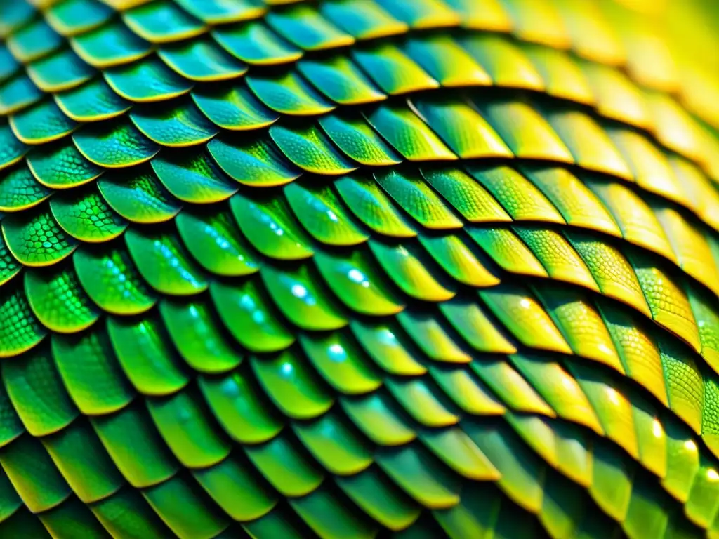 Detalle impresionante de las escamas de un reptil, reflejando la importancia de vitaminas para reptiles en su asombrosa fisiología y belleza natural