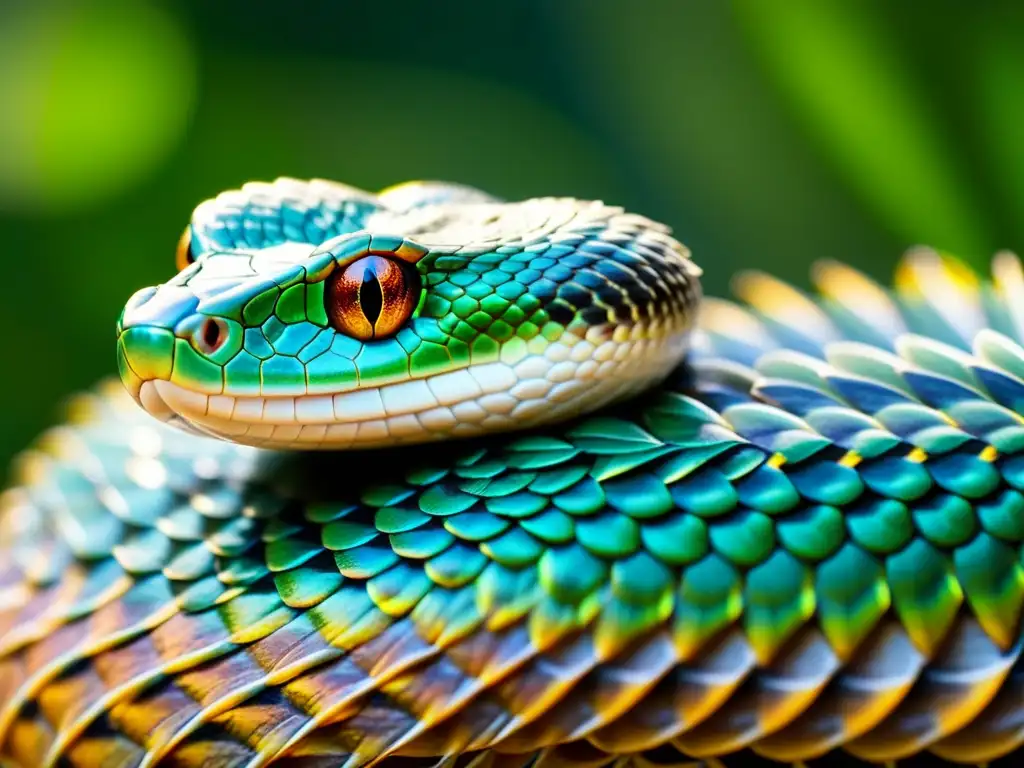 Detalle impresionante de las escamas de una serpiente, destacando su patrón y textura